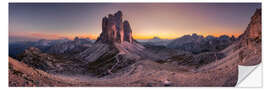 Selvklebende plakat In the evening at the Three Peaks