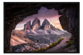 Gerahmter Kunstdruck Ausblick zu den Drei Zinnen