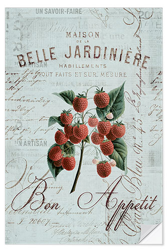 Selvklæbende plakat Vintage Strawberries