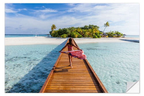 Naklejka na ścianę Walking to the island, Maldives