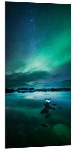 Foam board print Aurora and milky way, Iceland