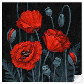 Sticker mural Coquelicots