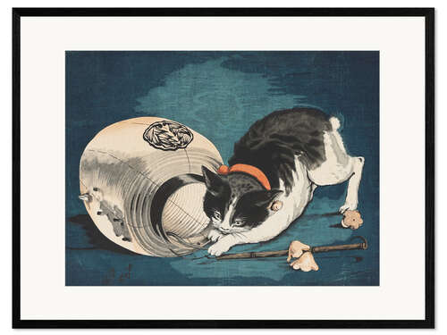 Framed art print Cat and lantern