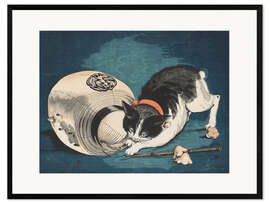 Framed art print Cat and lantern