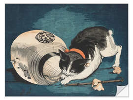 Autocolante decorativo Cat and lantern