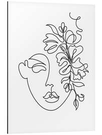 Magnettafel Lineart-Gesicht mit Blumen II