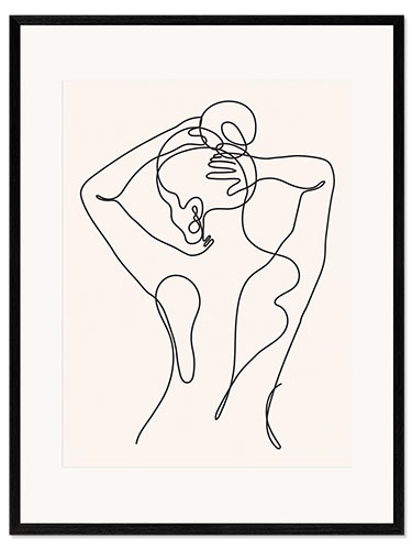 Ingelijste kunstdruk Feminine back line art portrait