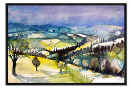 Gerahmter Kunstdruck Toskanalandschaft bei Val de Orcia