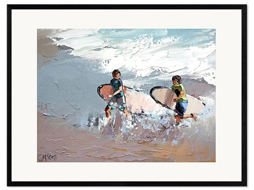 Ingelijste kunstdruk Two surfers