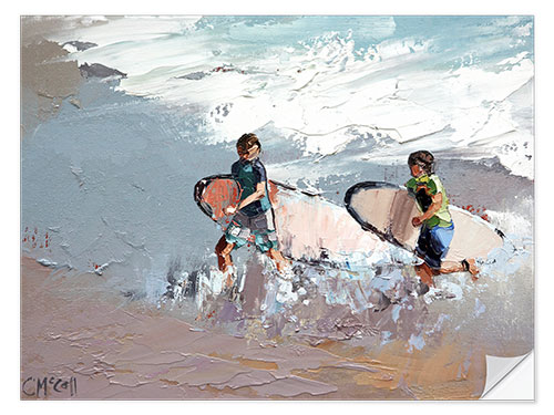 Sticker mural Deux surfeurs