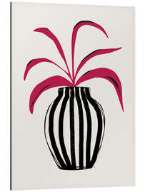 Aluminium print Pink Plant Striped Pot