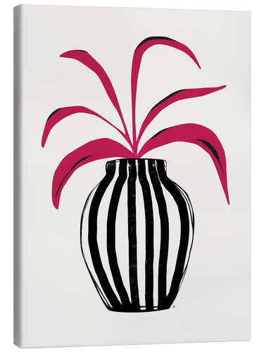 Canvas print Pink Plant Striped Pot