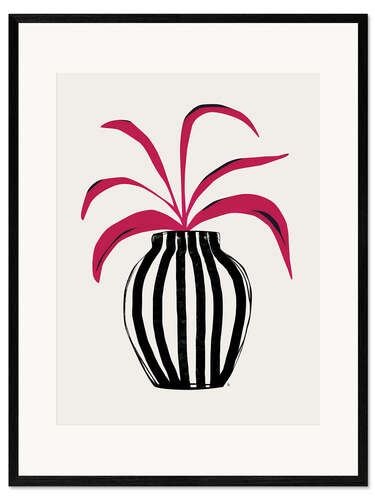 Kunsttryk i ramme Pink Plant Striped Pot