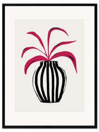 Framed art print Pink Plant Striped Pot