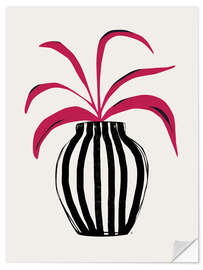 Wall sticker Pink Plant Striped Pot