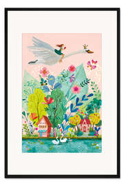 Gerahmter Kunstdruck Schwanenflug