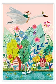 Poster  Flying swan - Mila Marquis
