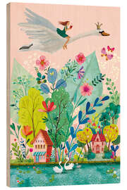 Print på træ  Flying swan - Mila Marquis