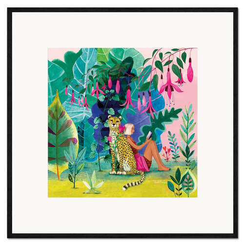 Gerahmter Kunstdruck Mädchen mit Gepard