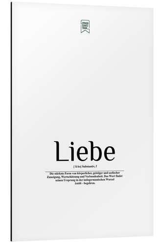 Aluminium print Beautiful words - love (German)