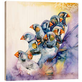 Wood print Zebra Finches