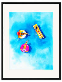 Gerahmter Kunstdruck Mädchen im Pool