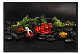 Gerahmter Kunstdruck Kräuter, Gewürze und Gemüse