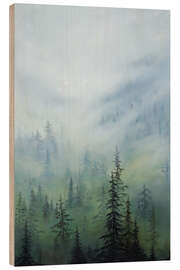 Hout print Forest in the fog