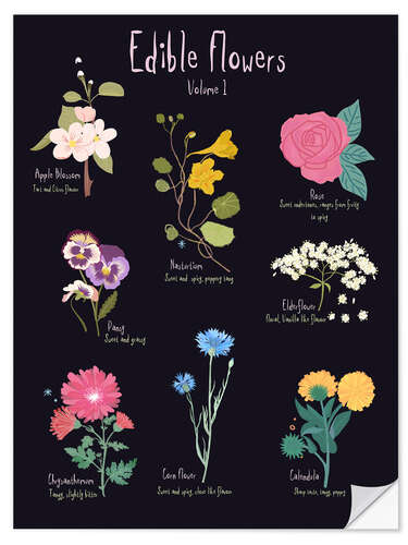 Selvklebende plakat Edible Flowers vol 1