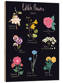 Wood print Edible Flowers vol 1