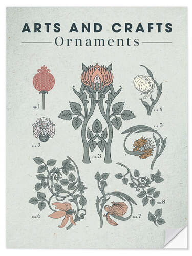 Selvklebende plakat Arts and Crafts - Ornaments