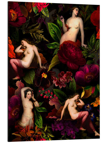 Aluminium print Nymphs in the night flower garden