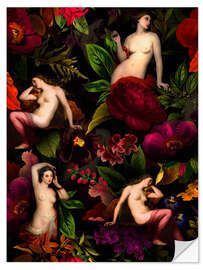 Wall sticker Nymphs in the night flower garden