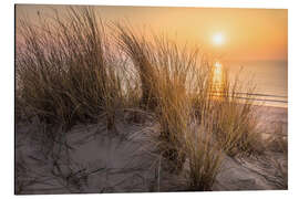 Aluminiumsbilde Sunset on the west beach on Sylt