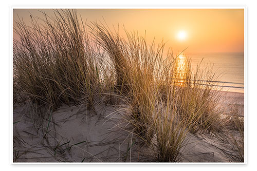 Plakat Sunset on the west beach on Sylt