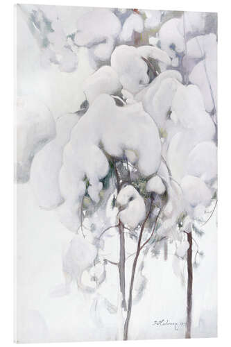 Acrylic print Snow-Covered Pine Saplings