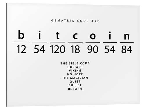 Aluminium print Bitcoin Gematria Code