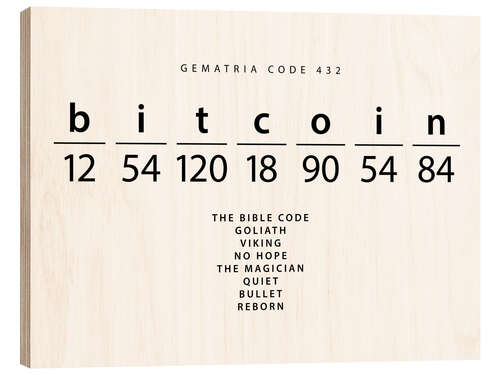 Holzbild Bitcoin Gematria Code