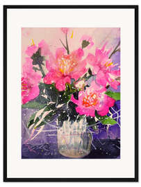 Gerahmter Kunstdruck Rosa Pfingstrosen