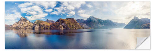 Selvklæbende plakat Mountain range on the Traunsee