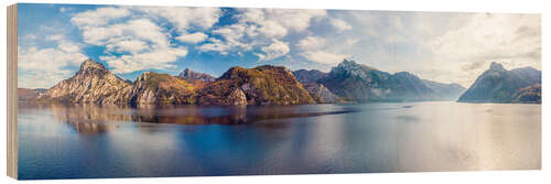 Print på træ Mountain range on the Traunsee