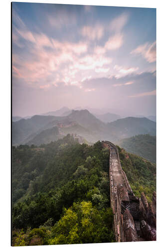 Tableau en aluminium Lever du soleil sur la Grande Muraille de Chine