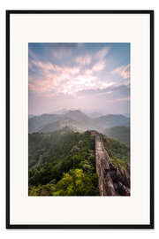 Gerahmter Kunstdruck Sonnenaufgang über der Chinesischen Mauer