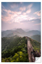 Självhäftande poster Sunrise over the Great Wall of China