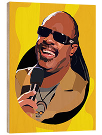 Wood print Stevie Wonder