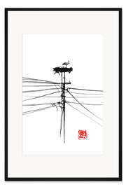 Gerahmter Kunstdruck Storchennest