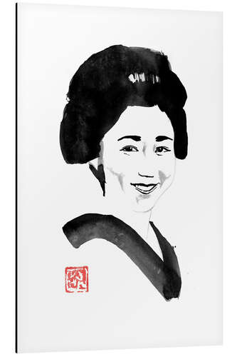 Tableau en aluminium Femme japonaise souriante