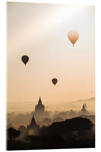 Akrylbilde Ballonger over templene i Myanmar