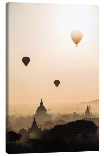 Canvas-taulu Balloons over the temples, Burma