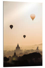 Gallery print Balloons over the temples, Burma